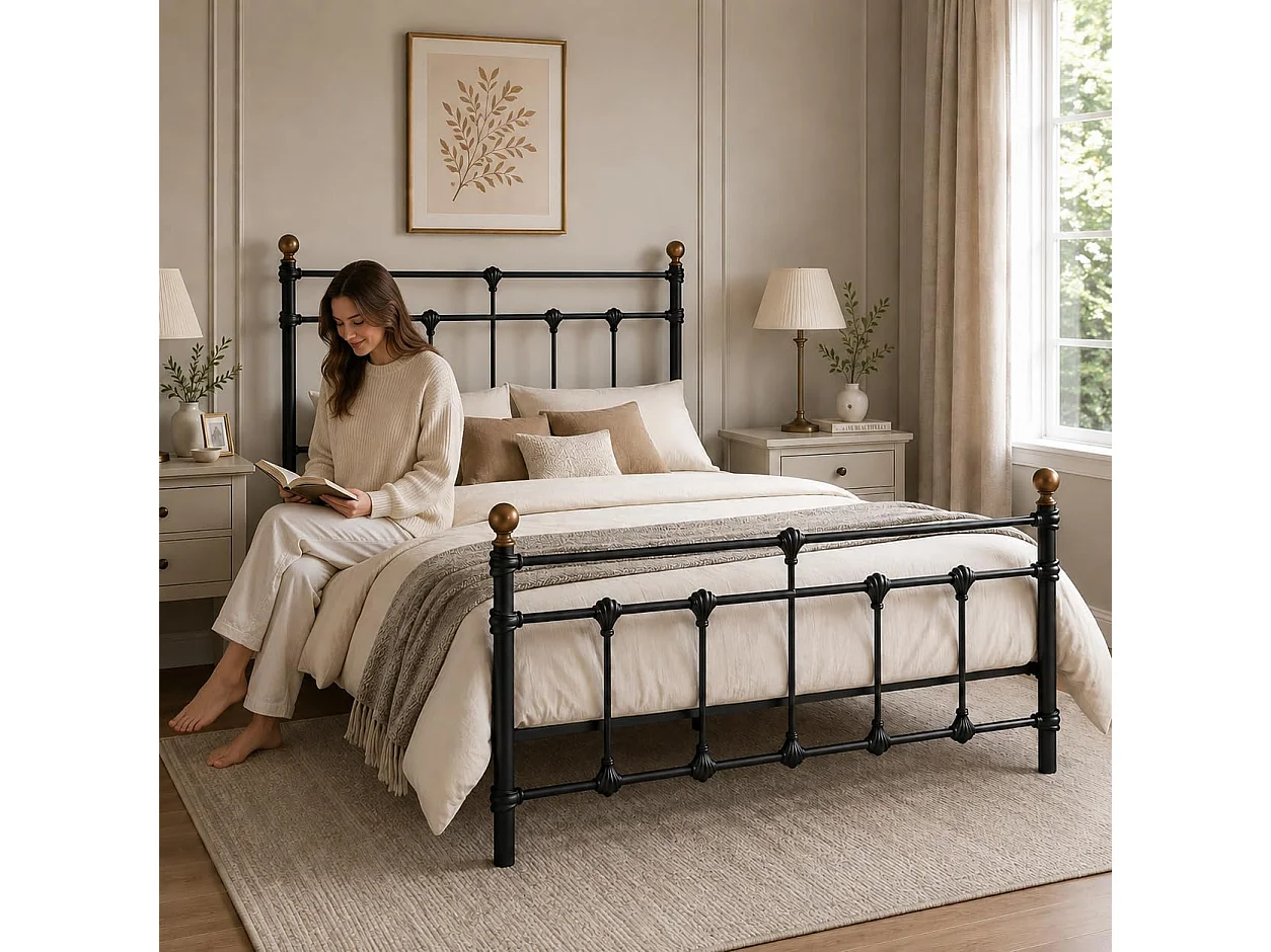 Isabella 4ft6 Vintage Inspired Metal Bed Frame in Black