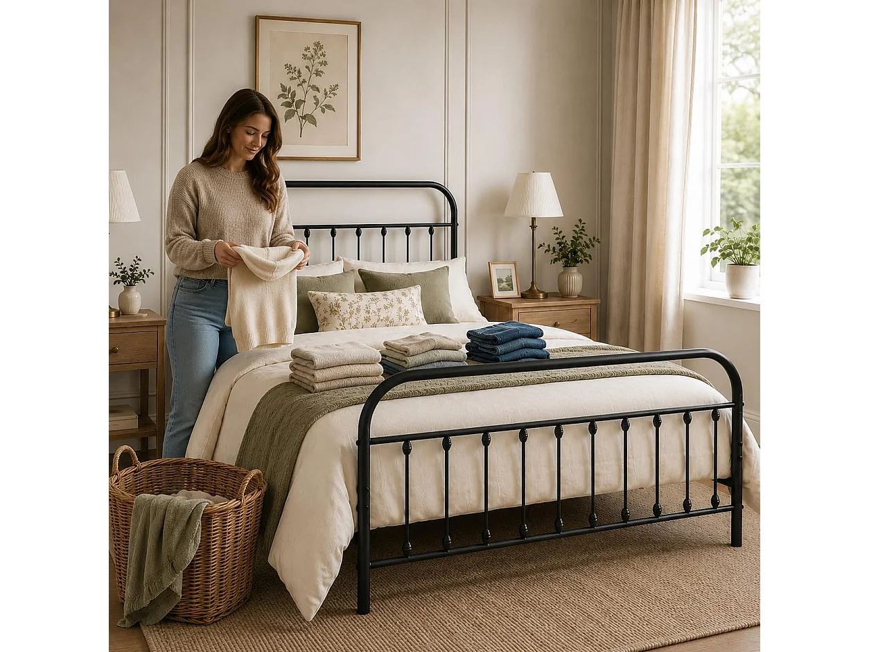 Amelia 4ft6 Modern Minimalist Metal Bed Frame in Black