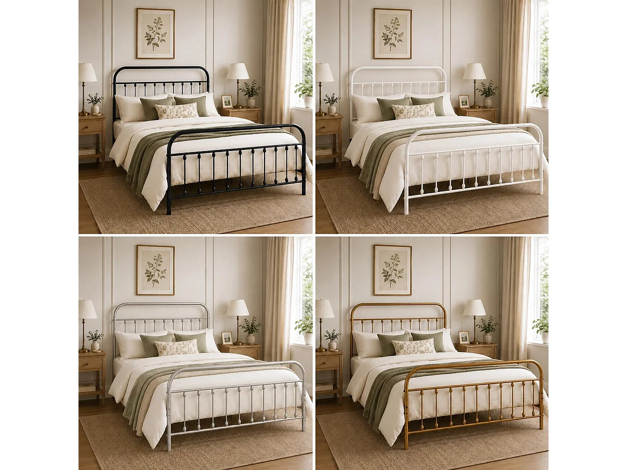 Amelia 4ft6 Modern Minimalist Metal Bed Frame in Black