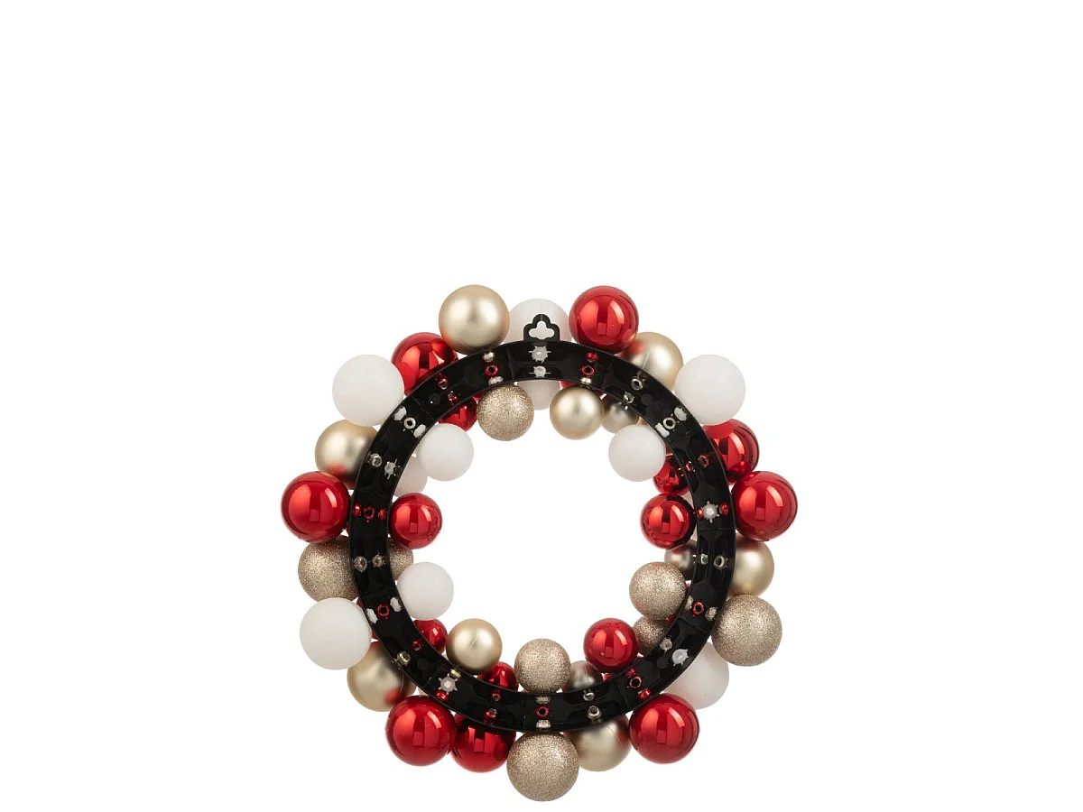 Couronne Boules de Noël "Night" 35cm Rouge & Doré