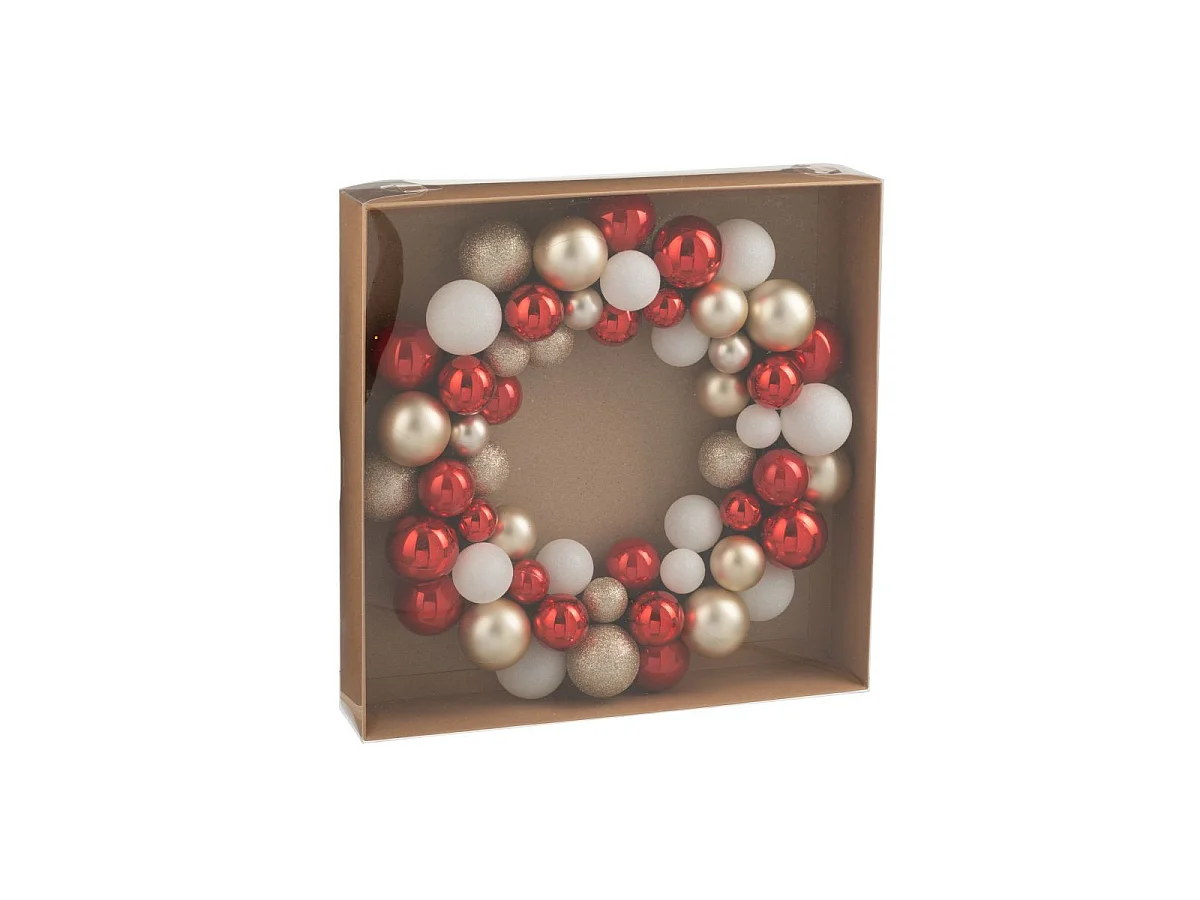 Couronne Boules de Noël "Night" 35cm Rouge & Doré