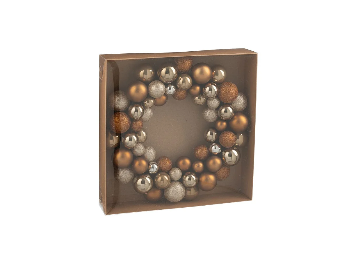 Couronne Boules de Noël "Night" 35cm Marron