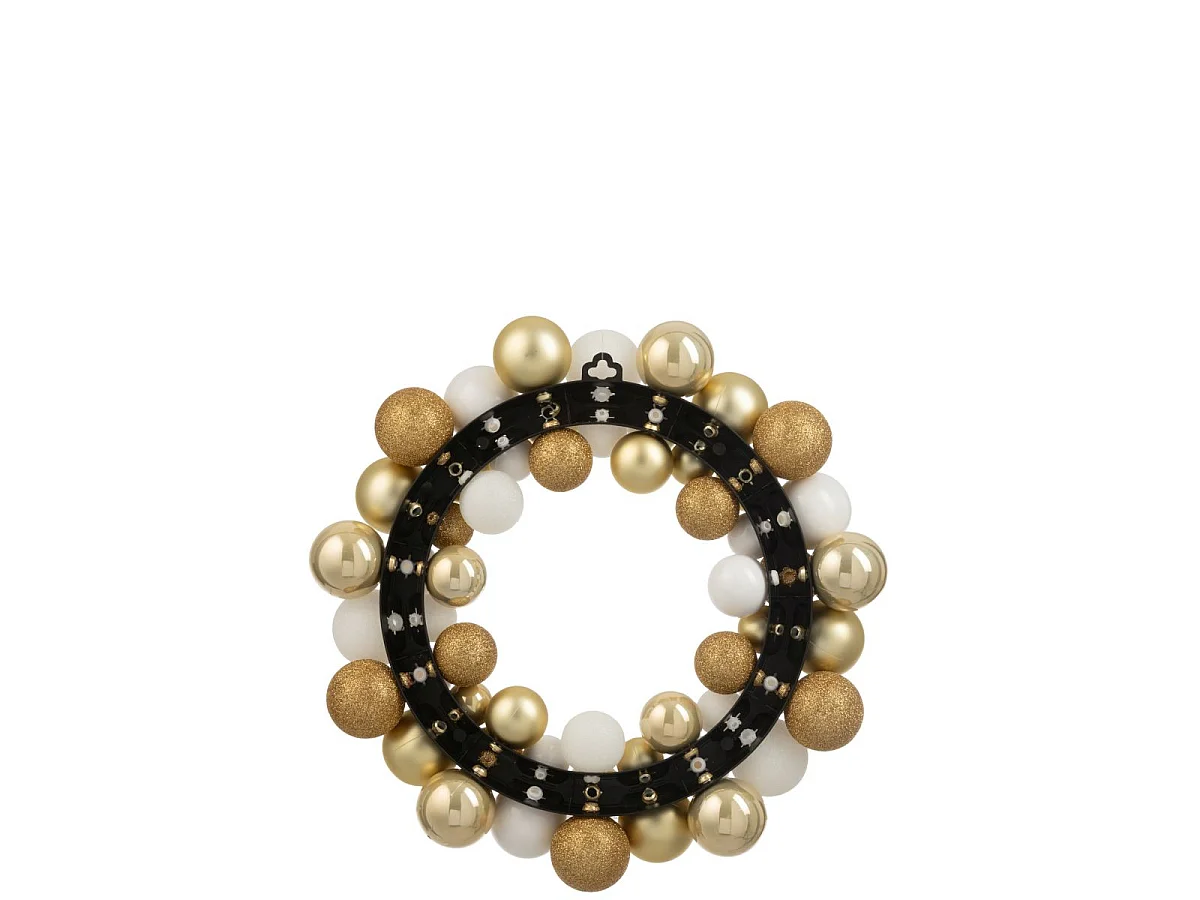 Couronne Boules de Noël "Night" 35cm Blanc & Doré