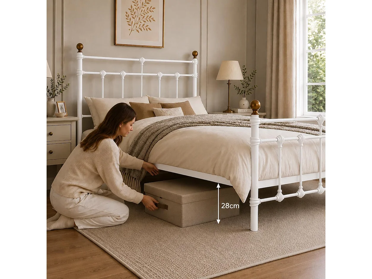 Isabella 4ft6 Vintage Inspired Metal Bed Frame in White