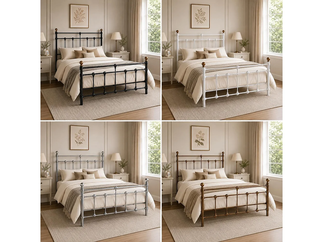 Isabella 4ft6 Vintage Inspired Metal Bed Frame in White