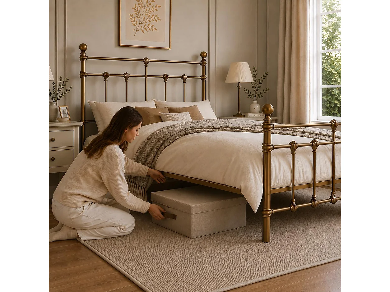 Isabella 4ft6 Vintage Inspired Metal Bed Frame in Antique Gold