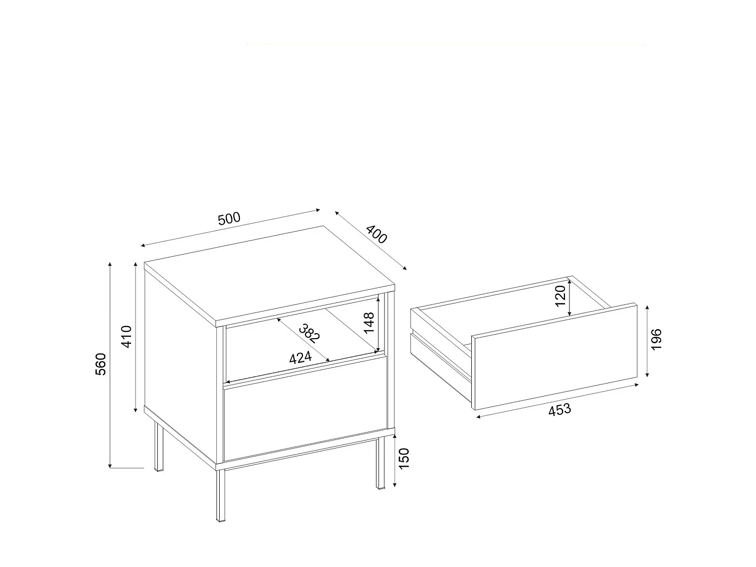 Lot de 2 tables de chevet avec 1 tiroir et 1 niche - Beige et naturel clair - FAZYRA