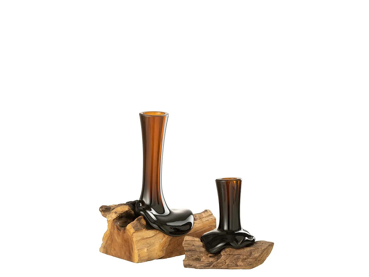 Vase Haut sur Pied "Gamal" 19cm Marron