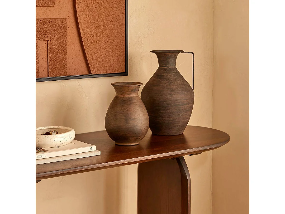 Vase Cruche en Métal "Wonj" 30cm Marron