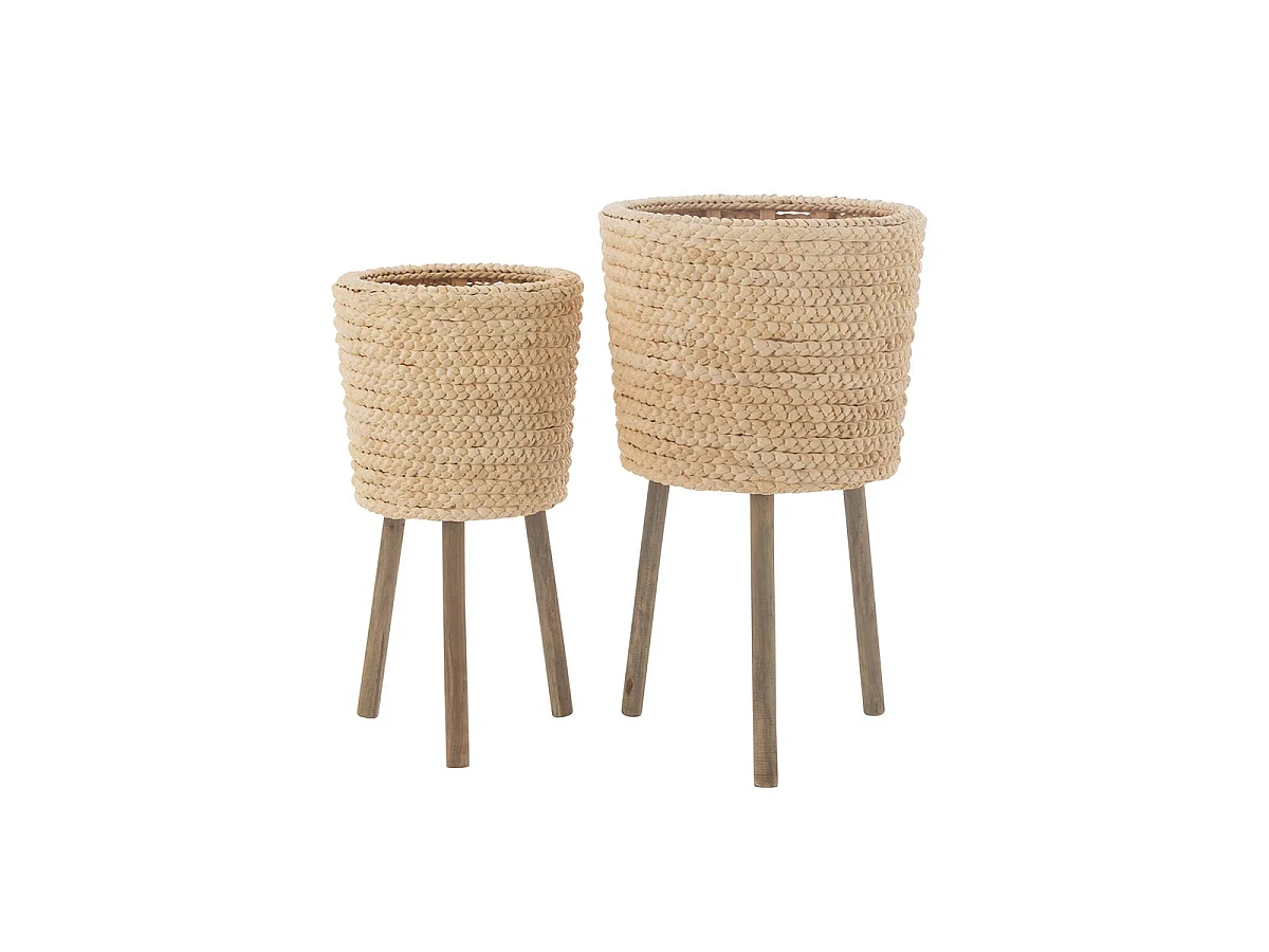 Lot de 2 Cache-Pots "Feuilles de Maïs" 68cm Naturel