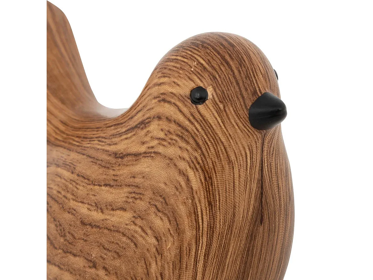 Lot de 2 Oiseaux en Dolomite "Family Corner" 14cm Marron