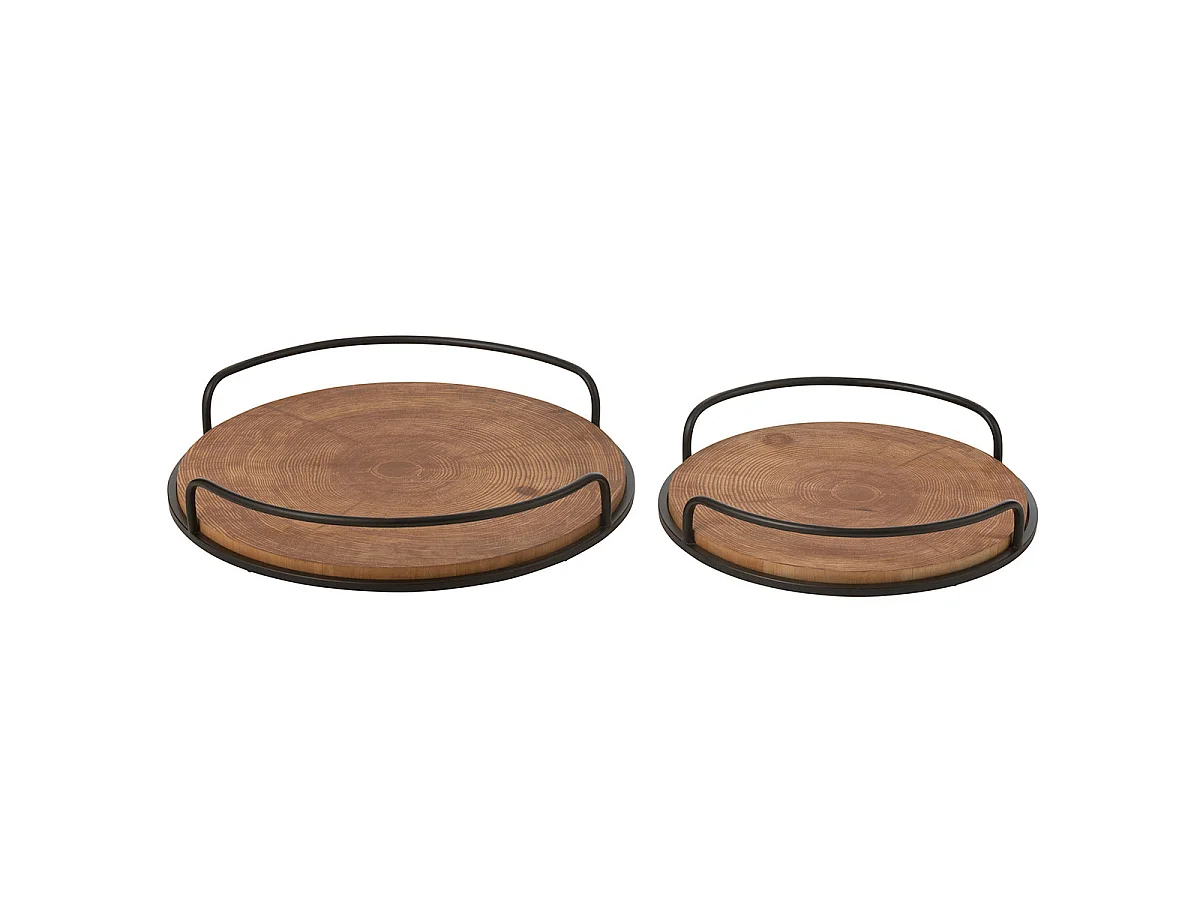 Lot de 2 Plateaux Ronds "Mia" 50cm Naturel
