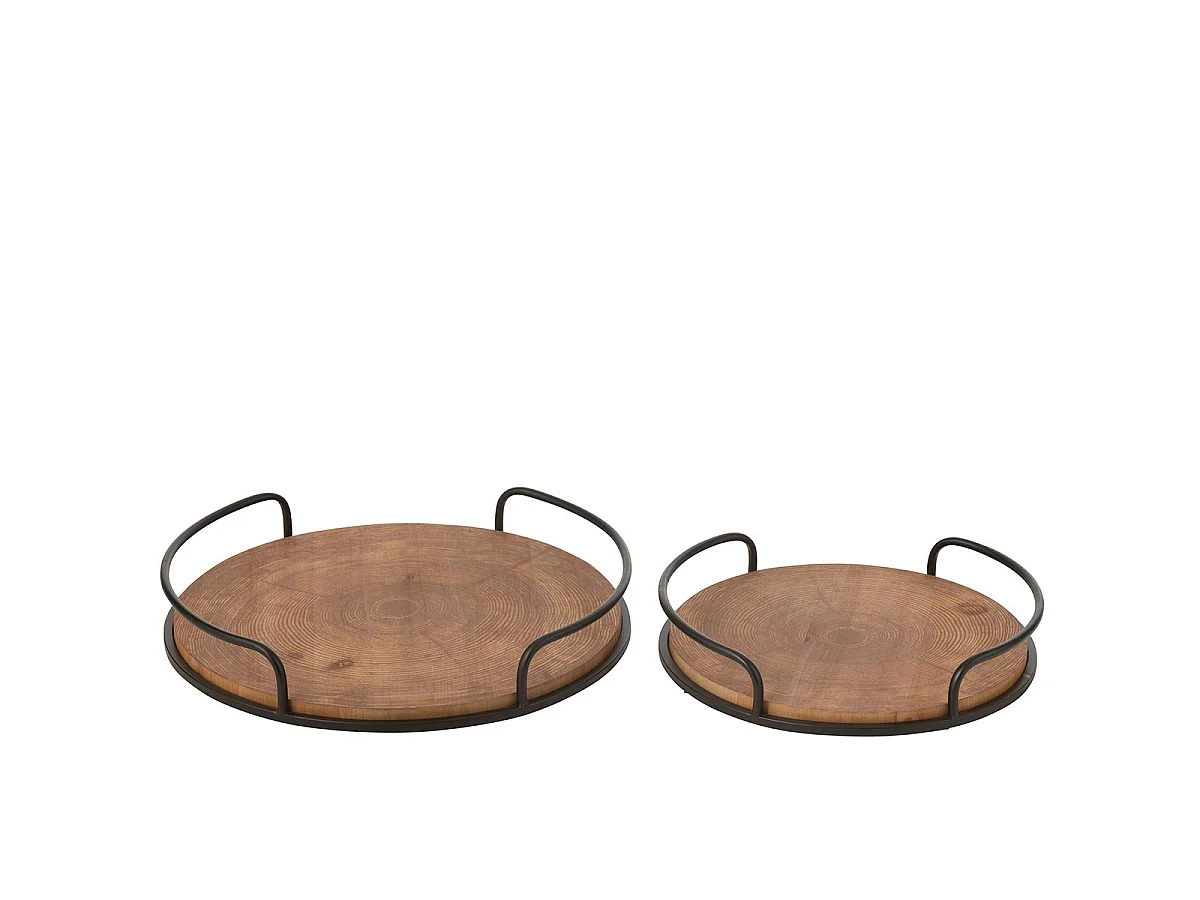 Lot de 2 Plateaux Ronds "Mia" 50cm Naturel