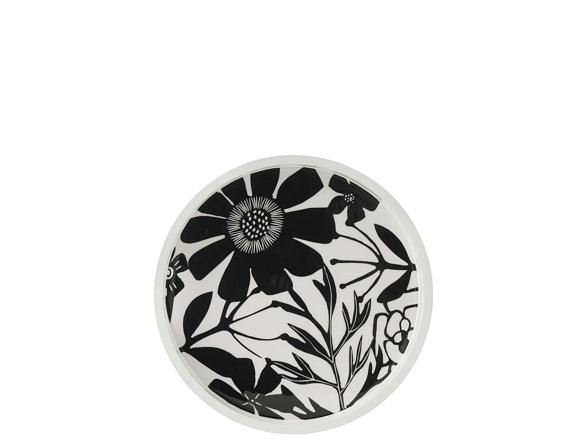 Plateau de Service en Bois "Tod" 40cm Noir & Blanc