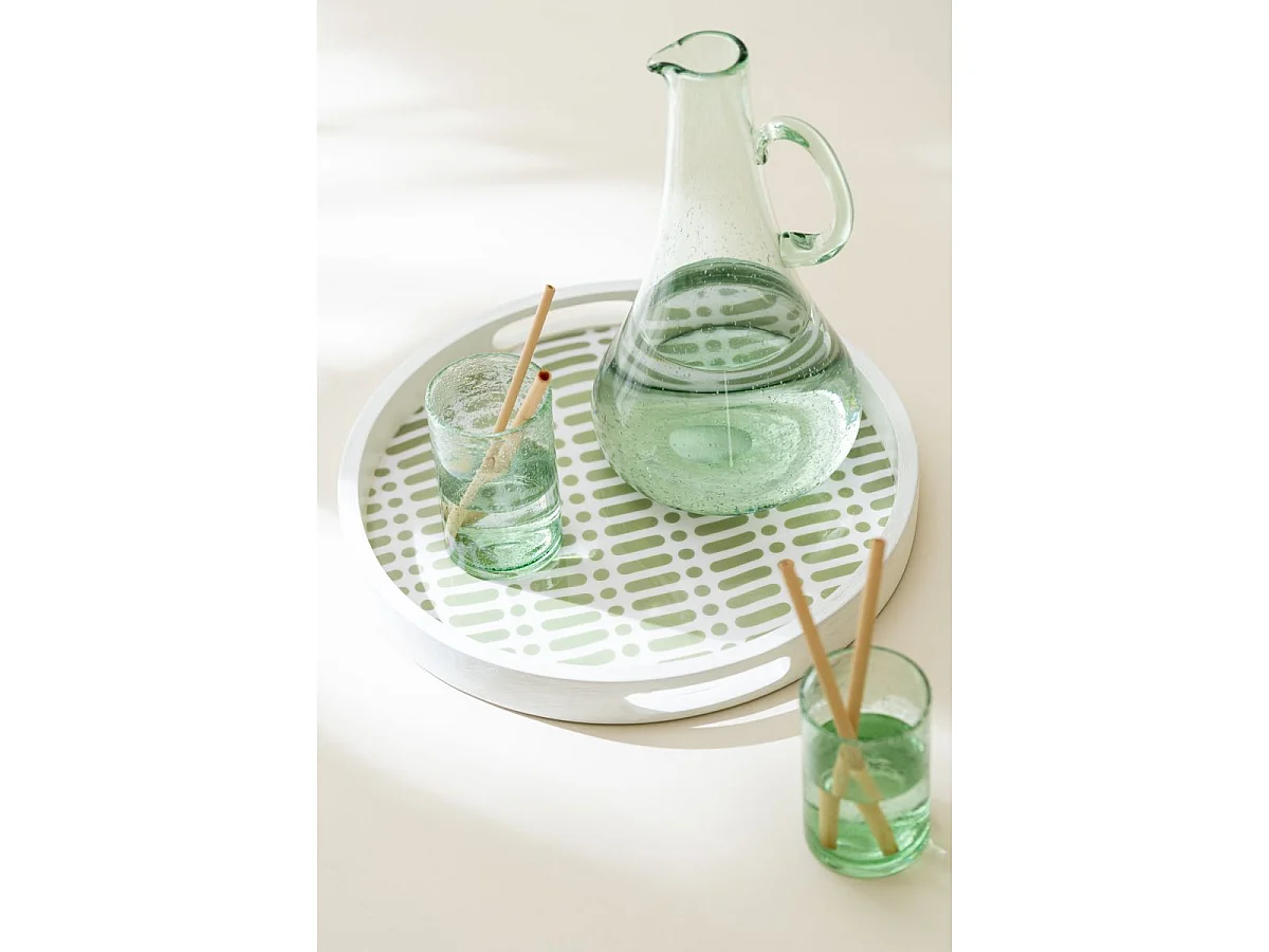 Plateau de Service en Bois "Tod" 40cm Vert & Blanc
