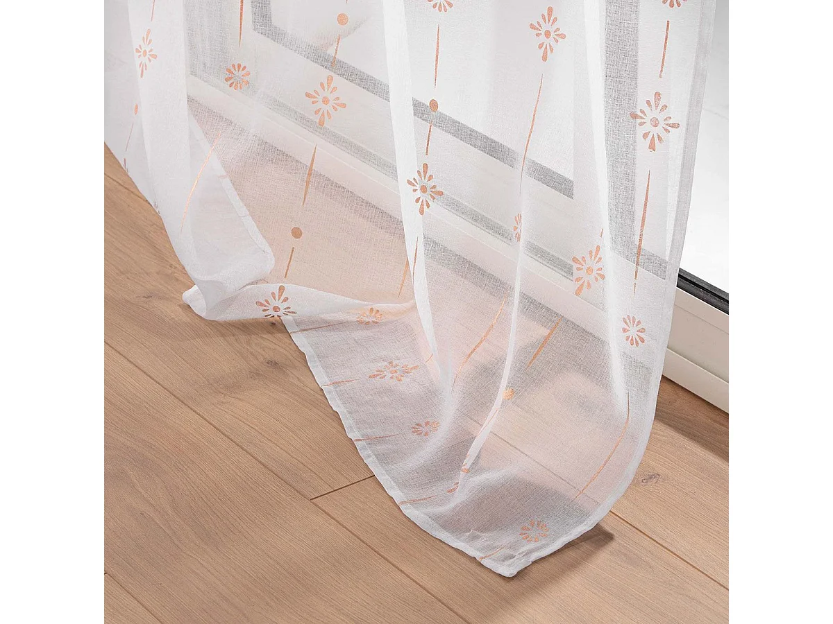 Rideau Voilage à Œillets "Ariane" 140x240cm Or Rose