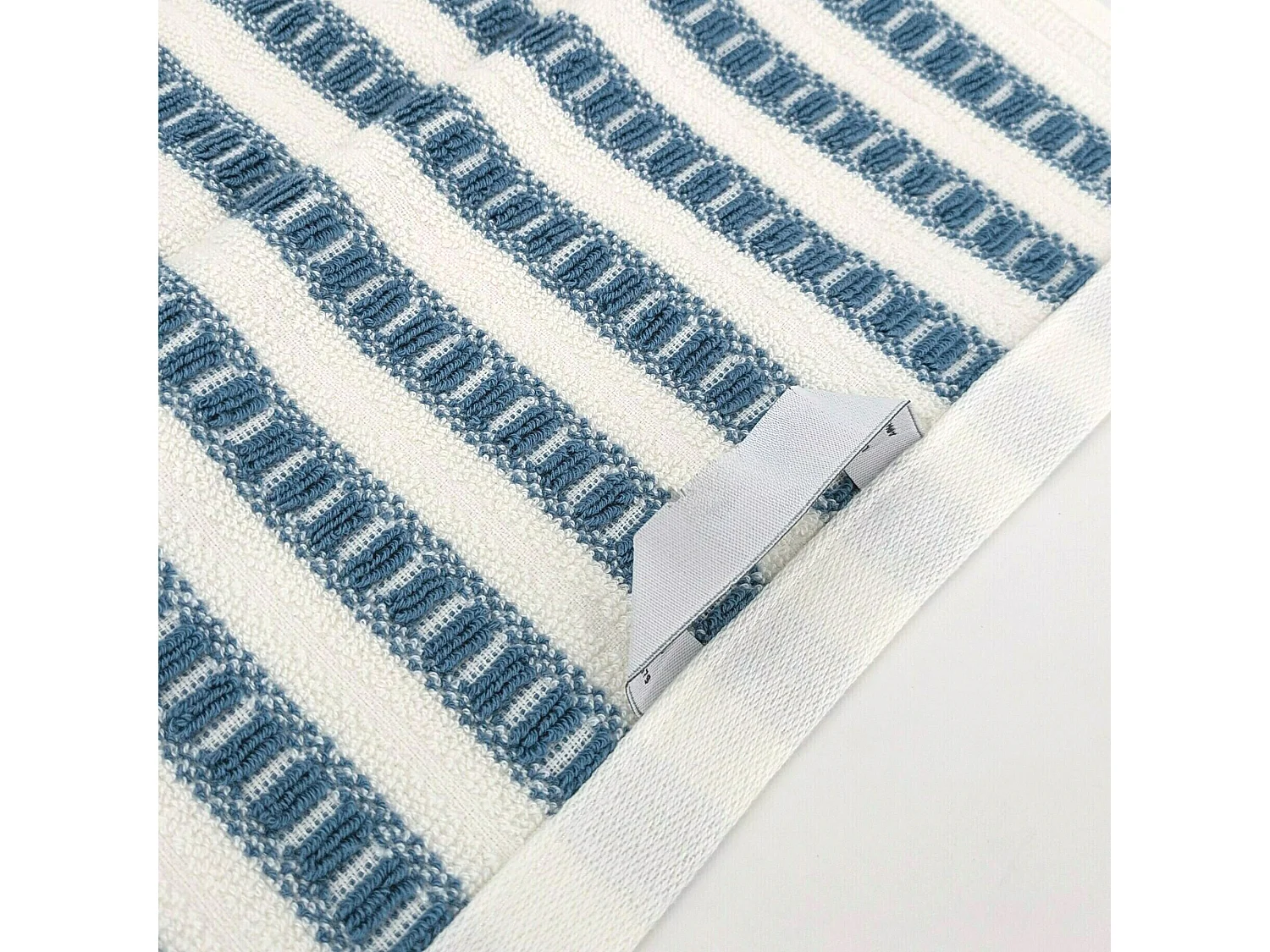 Drap de douche coton 70x140cm SANTORINI rayures bleu mer