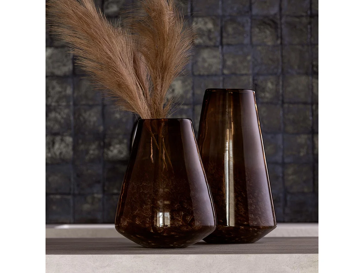 Vase Cône en Verre "Lester" 36cm Marron Foncé