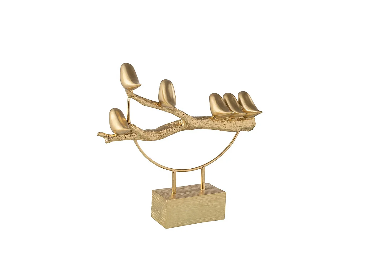 Statuette sur Socle "Oiseaux sur Branche" 35cm Or