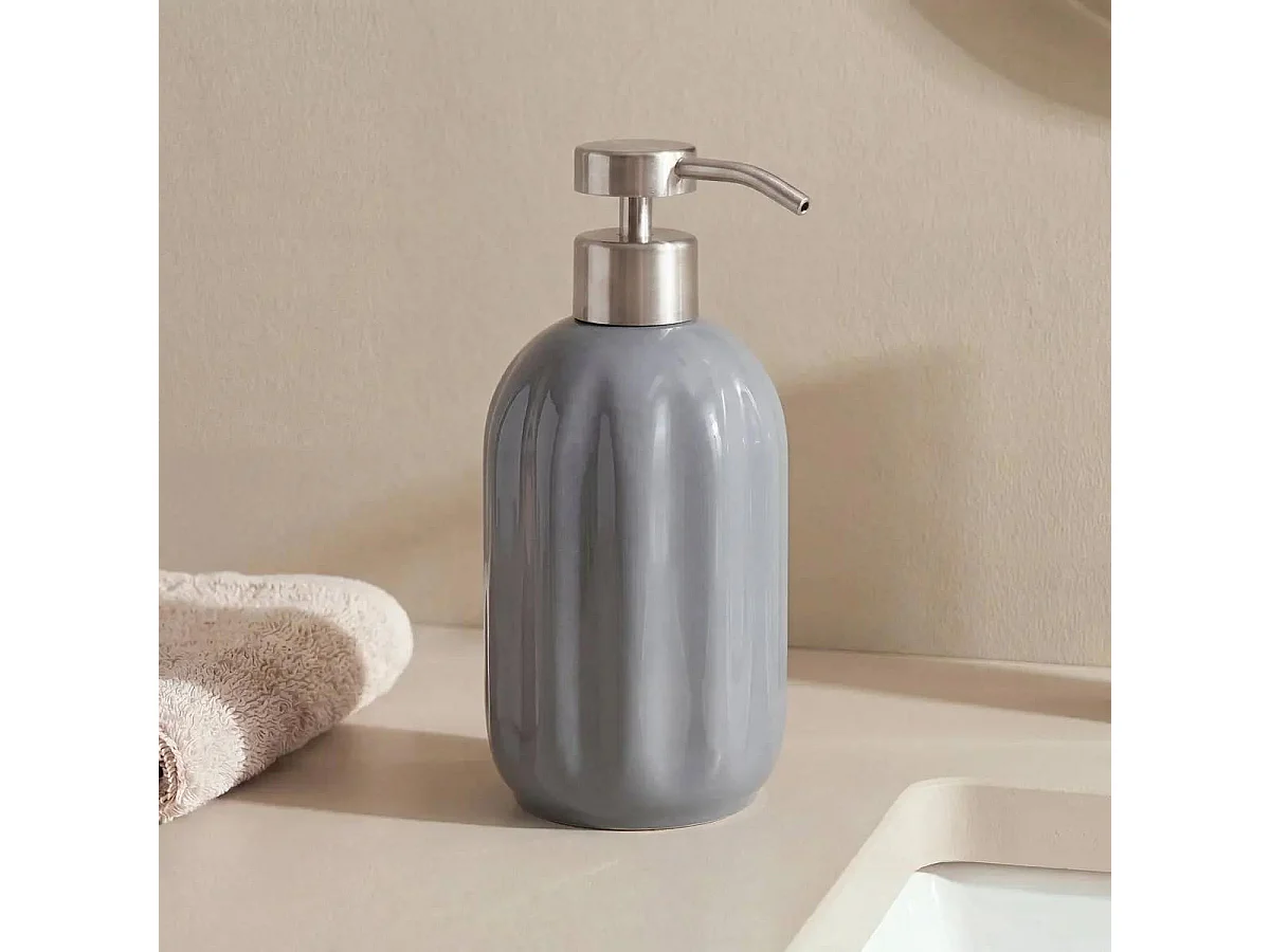 Distributeur de Savon en Grès "Suny Colorama" 450ml Gris Béton