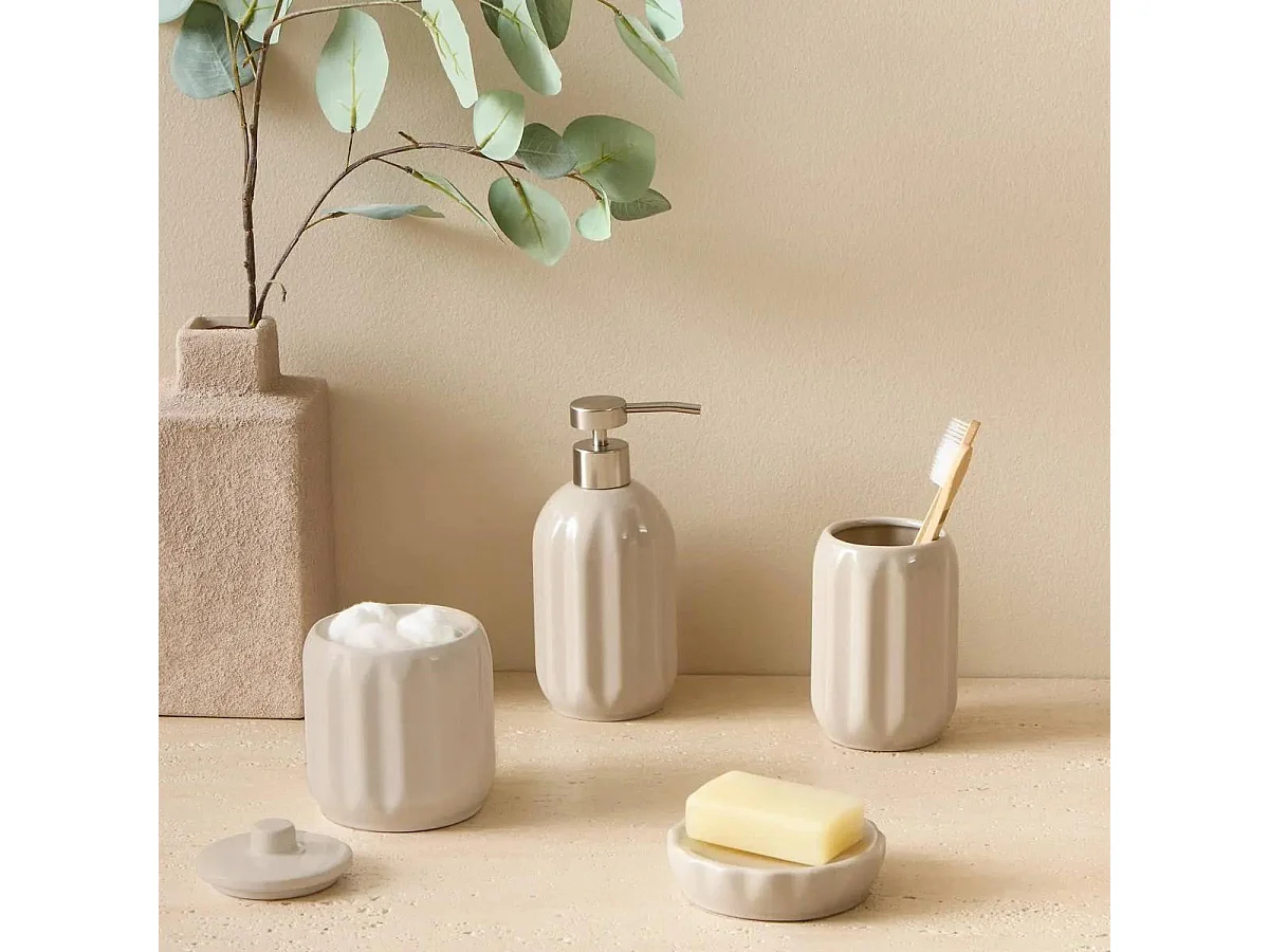Distributeur de Savon en Grès "Suny Colorama" 450ml Beige Lin