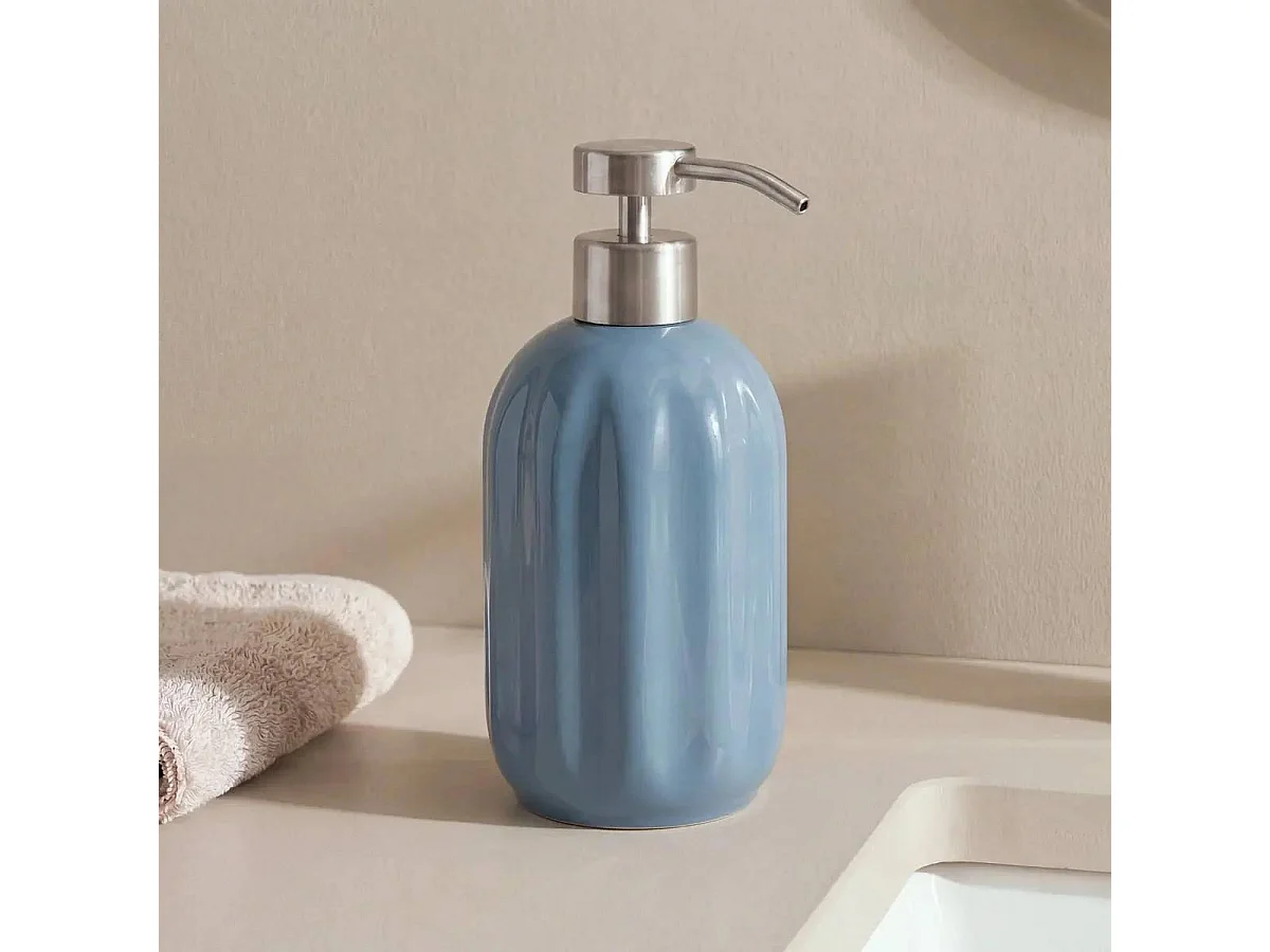 Distributeur de Savon en Grès "Suny Colorama" 450ml Bleu