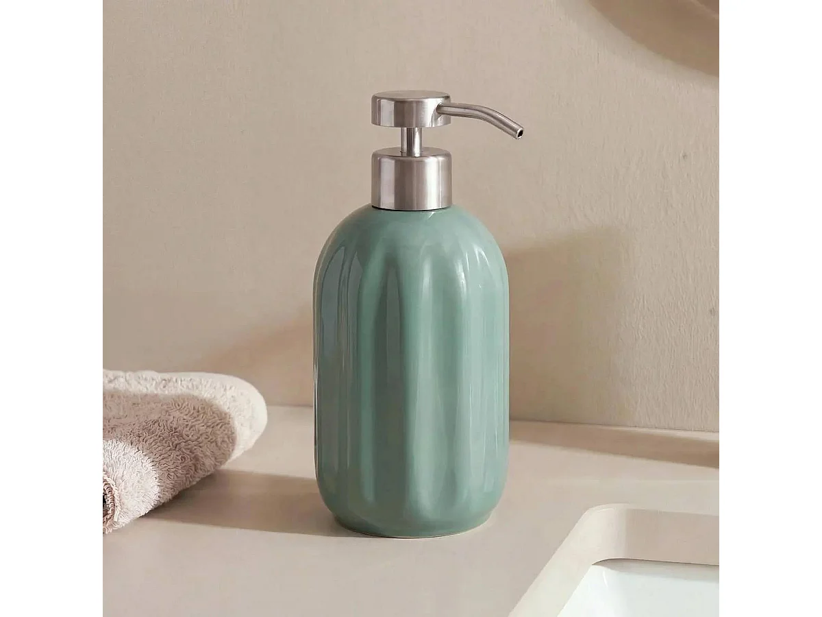 Distributeur de Savon en Grès "Suny Colorama" 450ml Vert Ficus