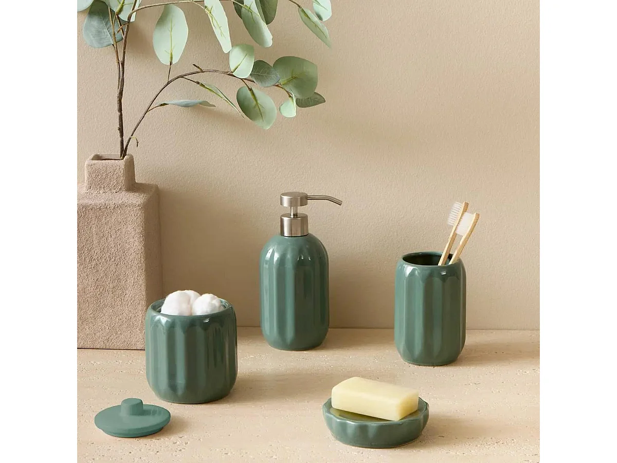 Distributeur de Savon en Grès "Suny Colorama" 450ml Vert Ficus