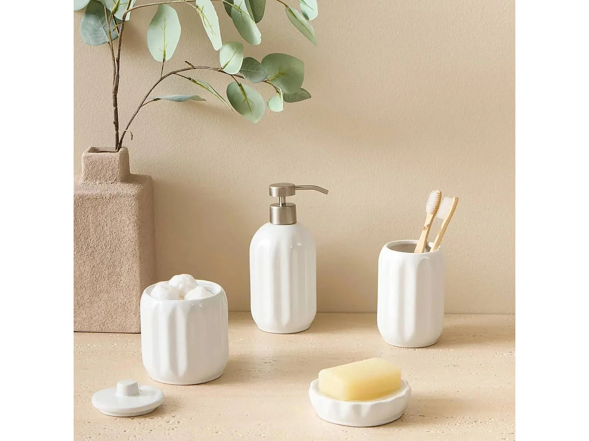 Distributeur de Savon en Grès "Suny Colorama" 450ml Blanc