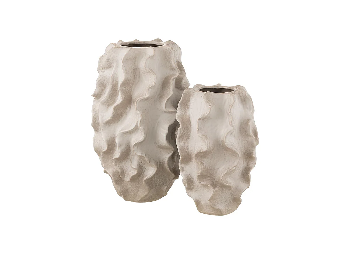 Vase Abstrait Vagues "Dewayne" 37cm Beige