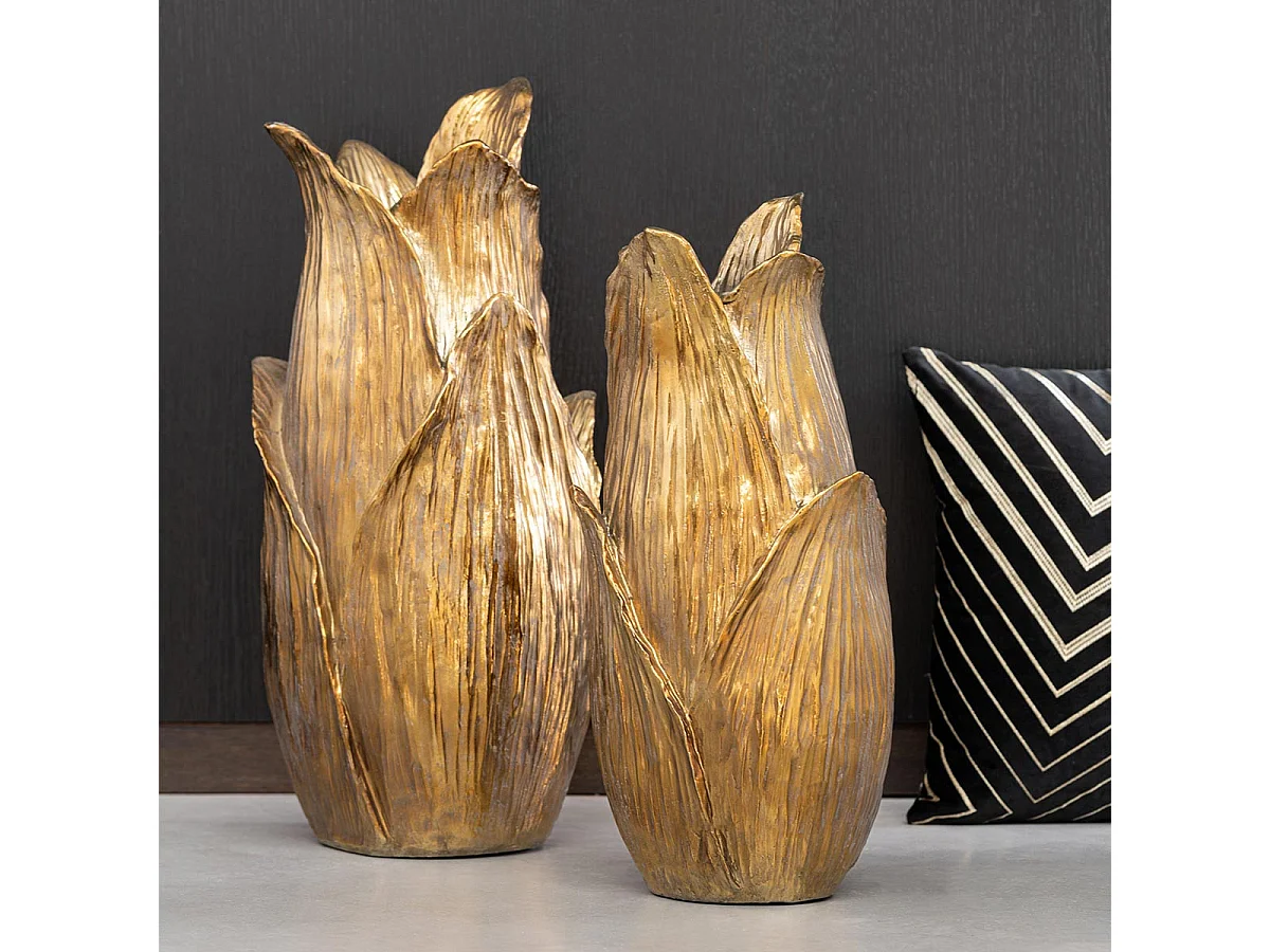 Vase Design Pétales "Nebu" 51cm Or
