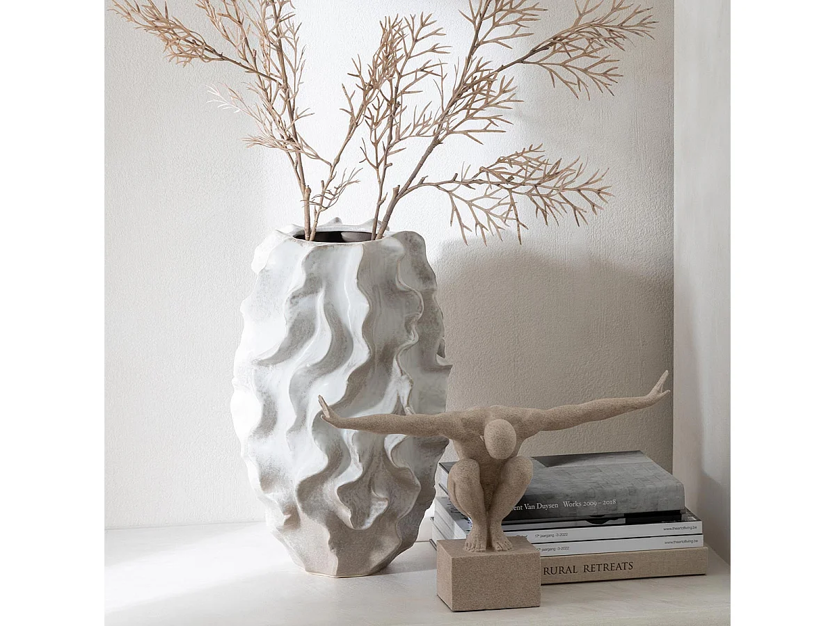 Vase Abstrait Vagues "Dewayne" 48cm Beige