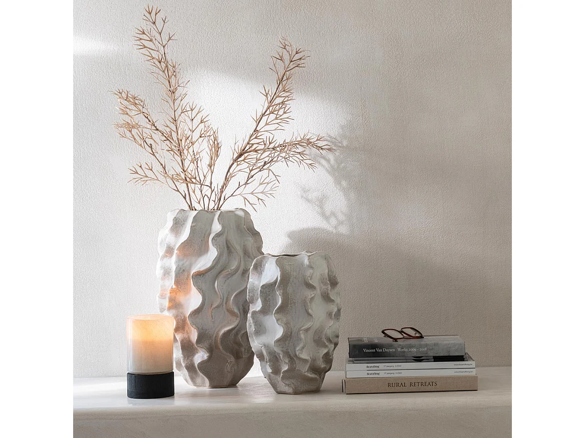 Vase Abstrait Vagues "Dewayne" 48cm Beige