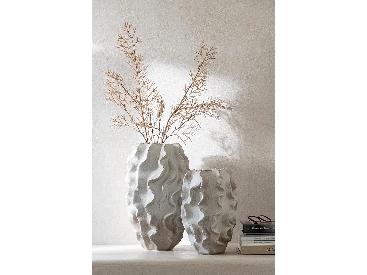 Vase Abstrait Vagues "Dewayne" 48cm Beige