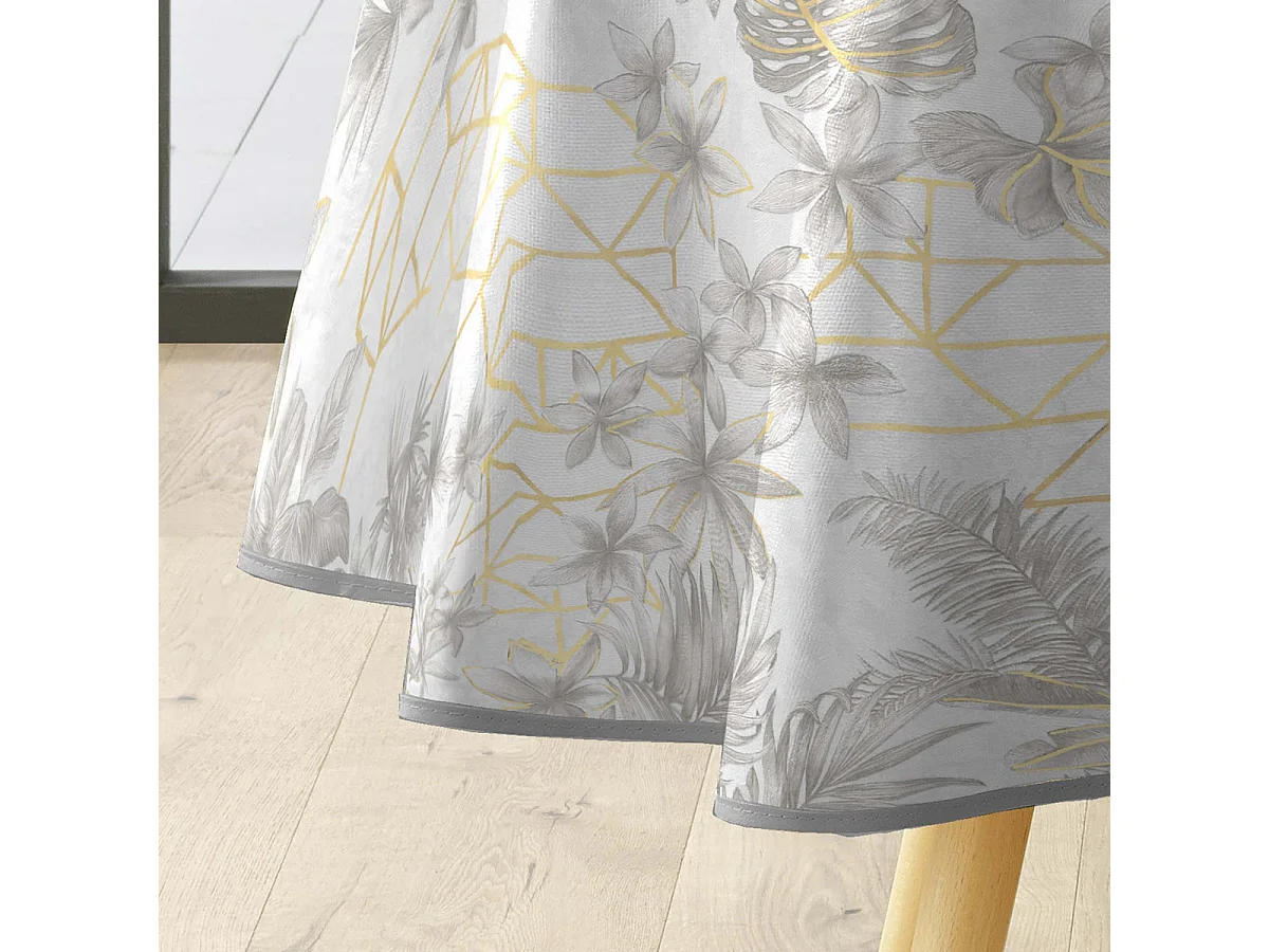 Nappe Toile Cirée Ronde "Coconut" 160cm Gris