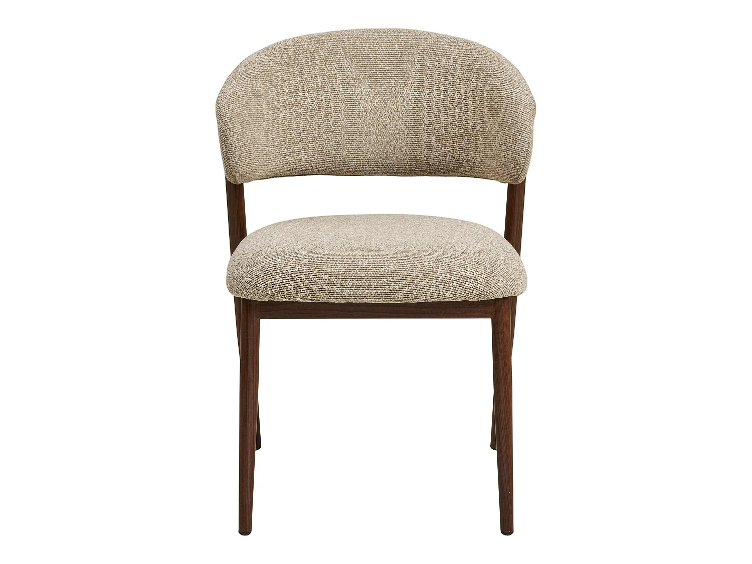 Chaise en tissu polyester sable, structure bois foncé (lot de 2) WINO