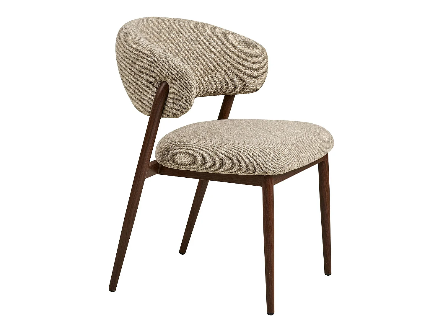 Chaise en tissu polyester sable, structure bois foncé (lot de 2) WINO