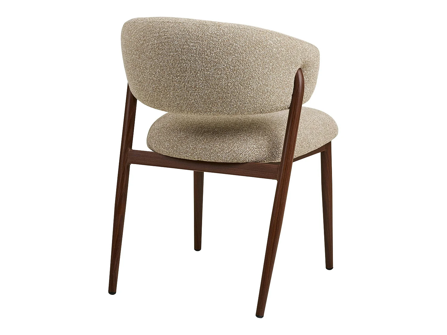 Chaise en tissu polyester sable, structure bois foncé (lot de 2) WINO