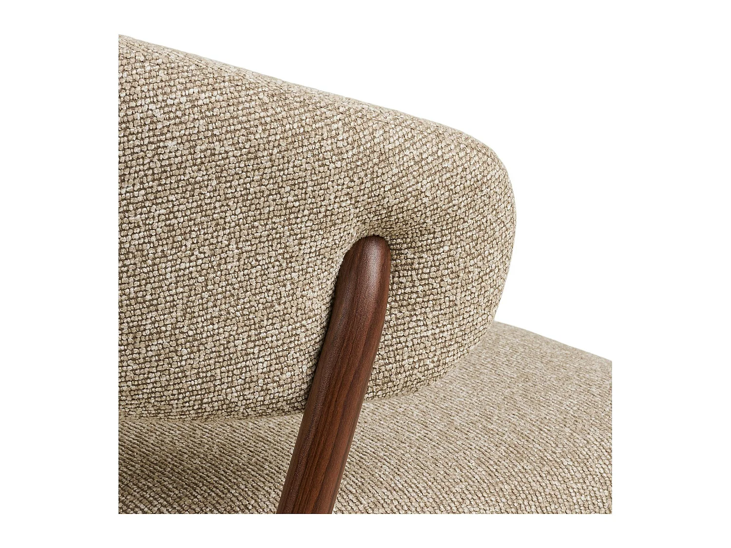 Chaise en tissu polyester sable, structure bois foncé (lot de 2) WINO