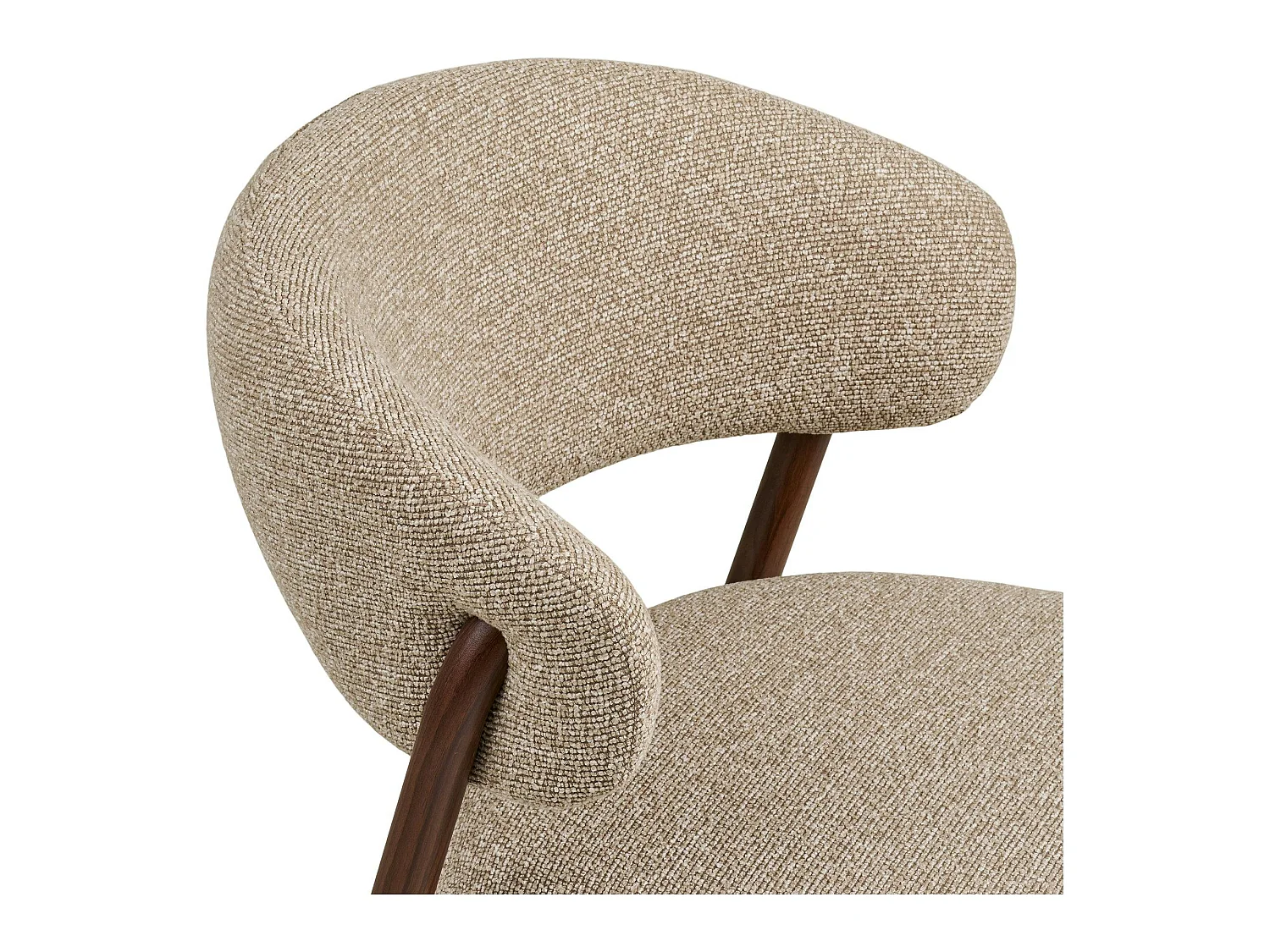 Chaise en tissu polyester sable, structure bois foncé (lot de 2) WINO