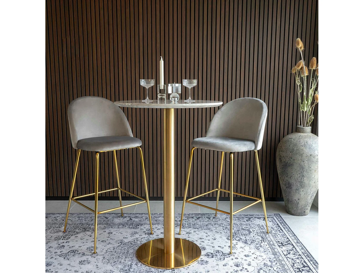 Table de bar ronde aspect marbre ø70 cm TORANO