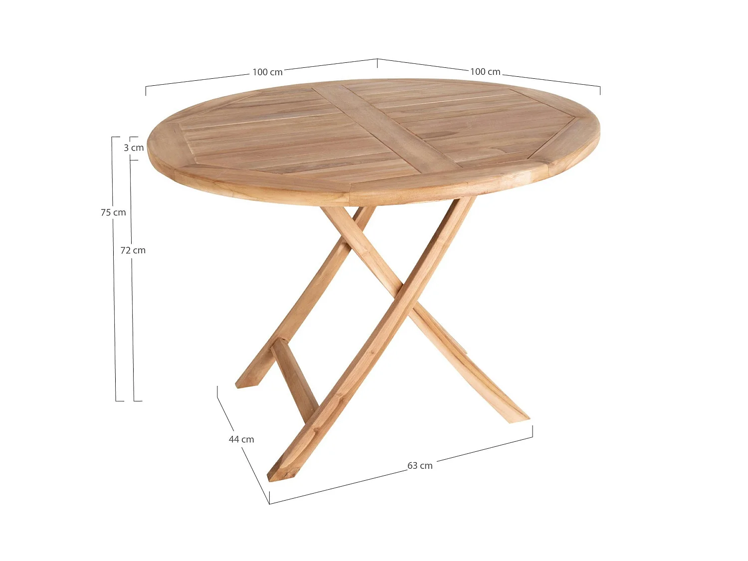 Table de jardin ronde en teck ø100 cm TANETE