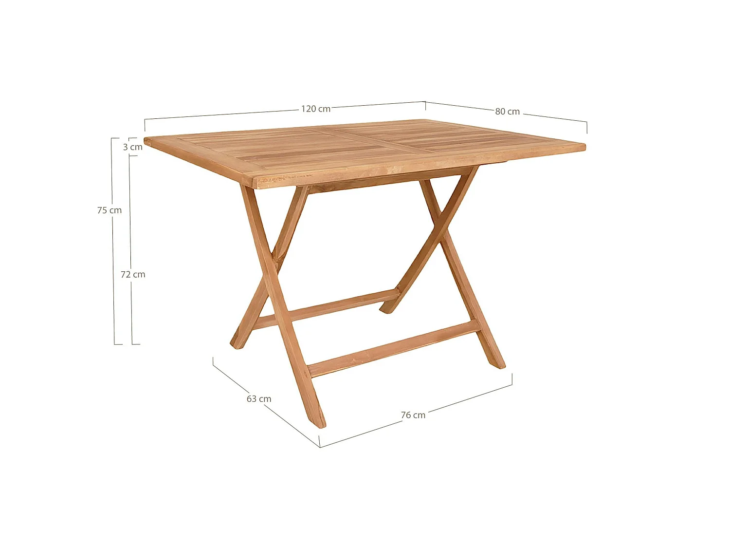 Table d'extérieur en teck 120 cm TANETE