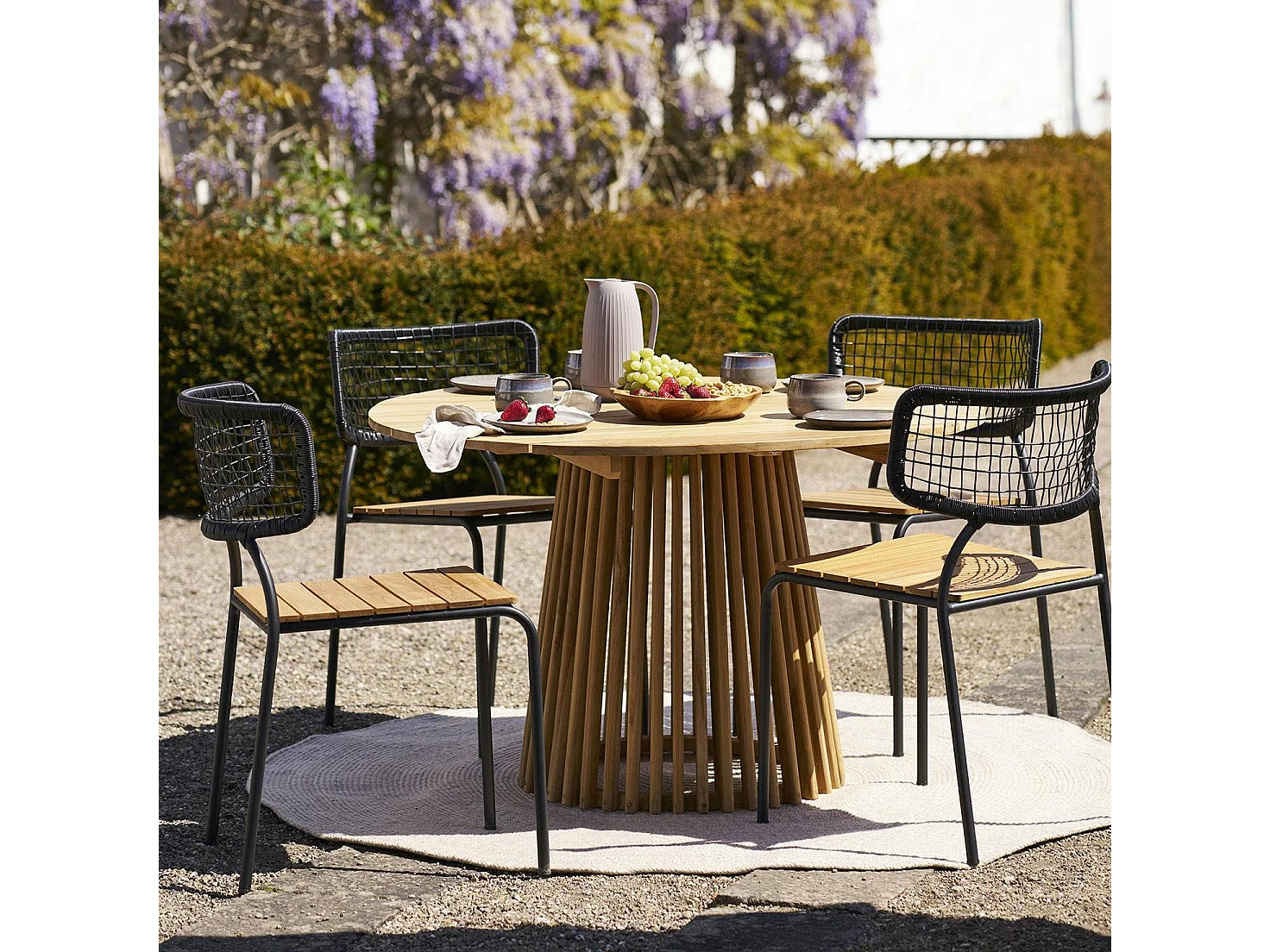 Chaise en teck et métal noir (lot de 2) LAKEWOOD