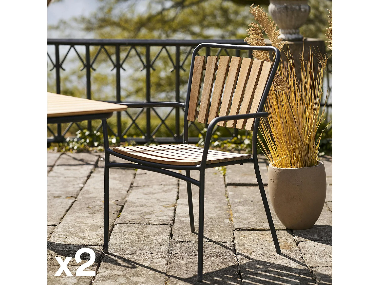 Chaise intérieur / extérieur en teck (lot de 2) LAKEWOOD