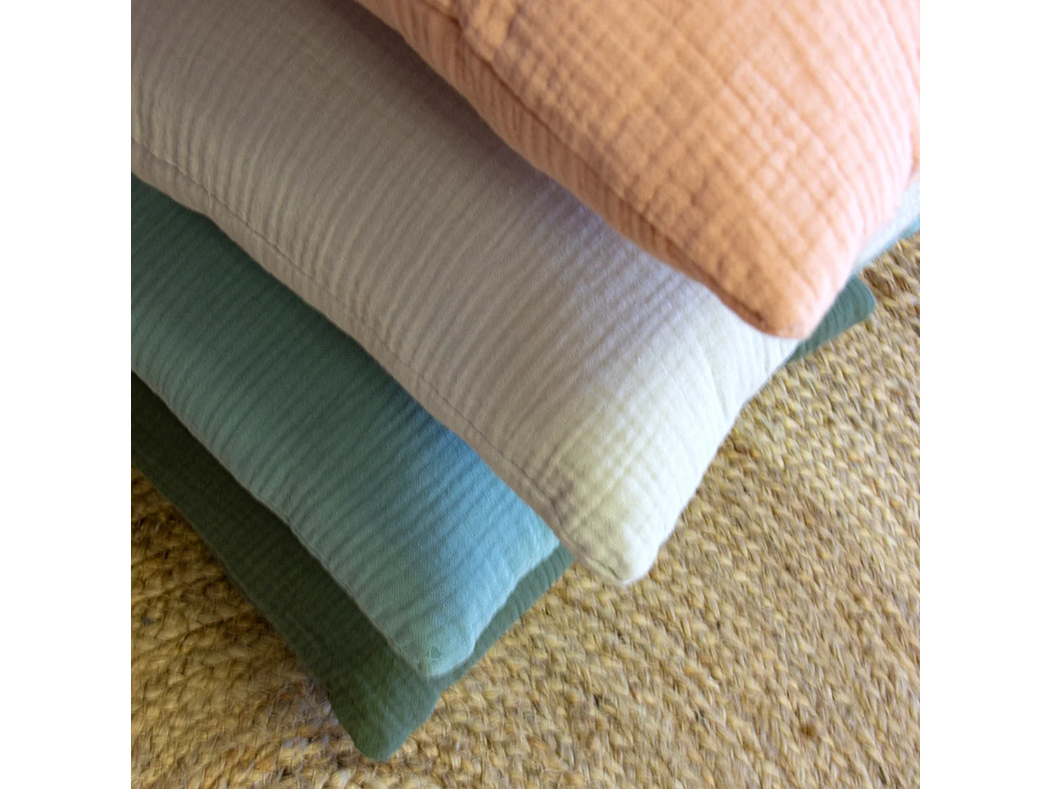 Coussin 30x50 cm double gaze de coton GAZE & SHERPA rose pêche
