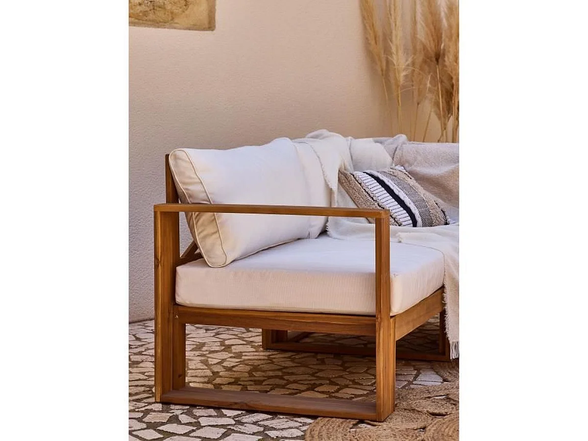 Salon de jardin d'angle modulable BOCARNEA LEVATA DINING 6–7 pers. table 110x80x68 blanc cassé + housse 210D