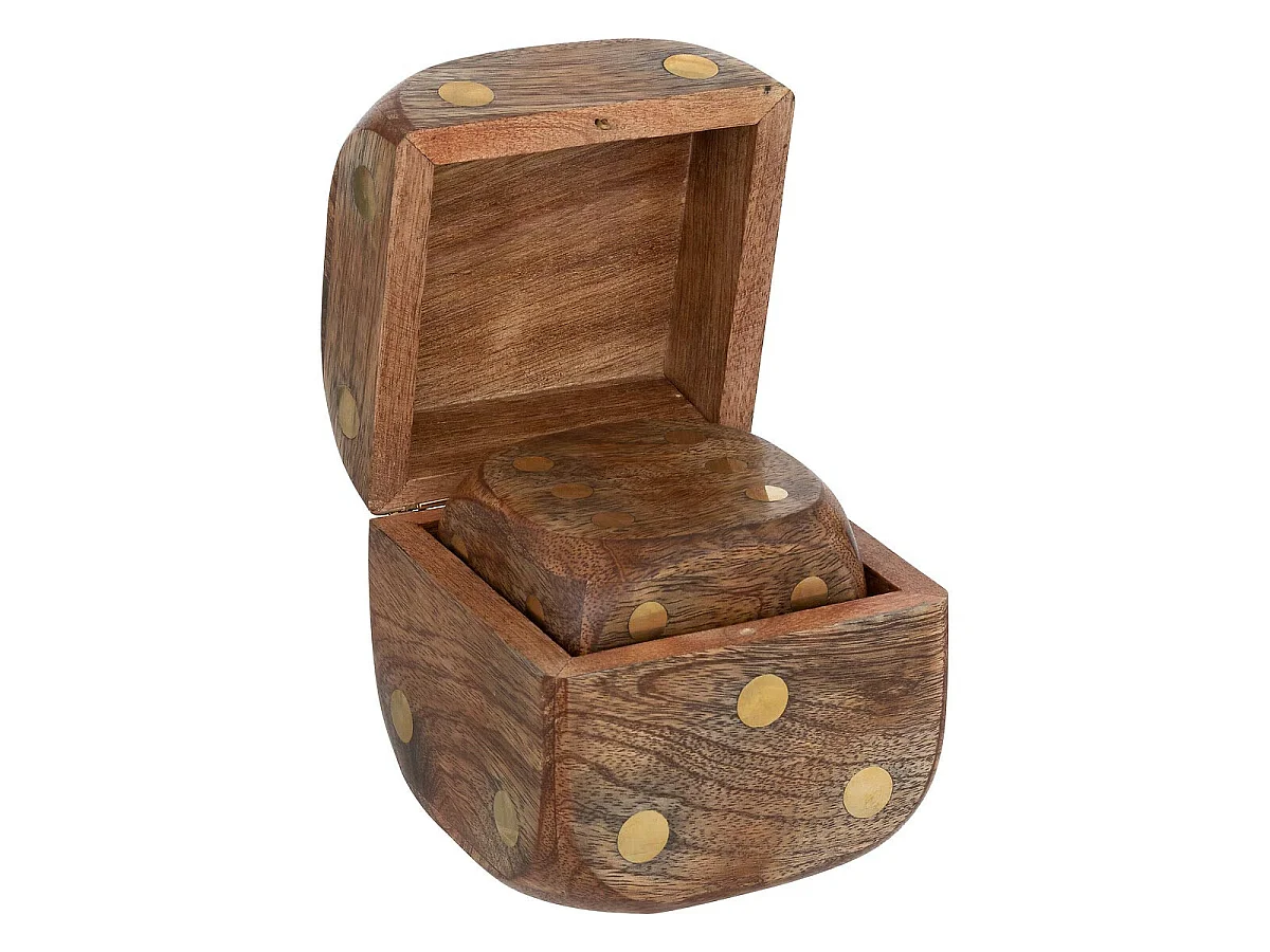 Lot de 3 Dés Déco en Bois "Roger" 10cm Marron