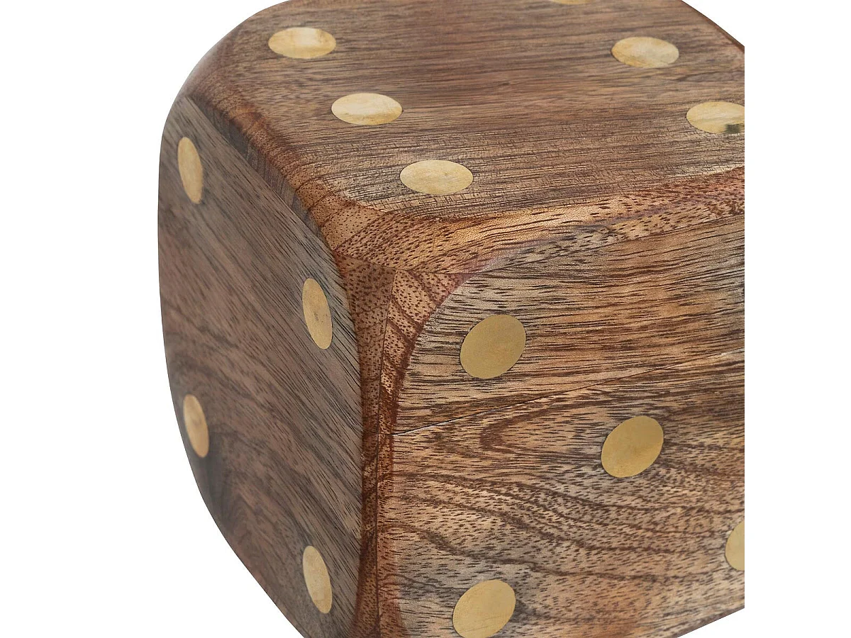 Lot de 3 Dés Déco en Bois "Roger" 10cm Marron