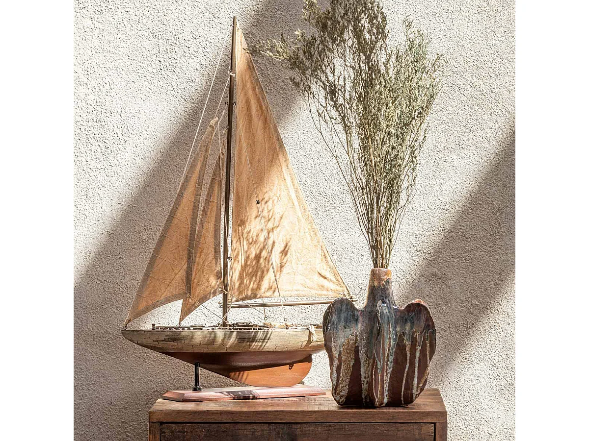 Voilier Déco en Bois "Harrison" 94cm Marron